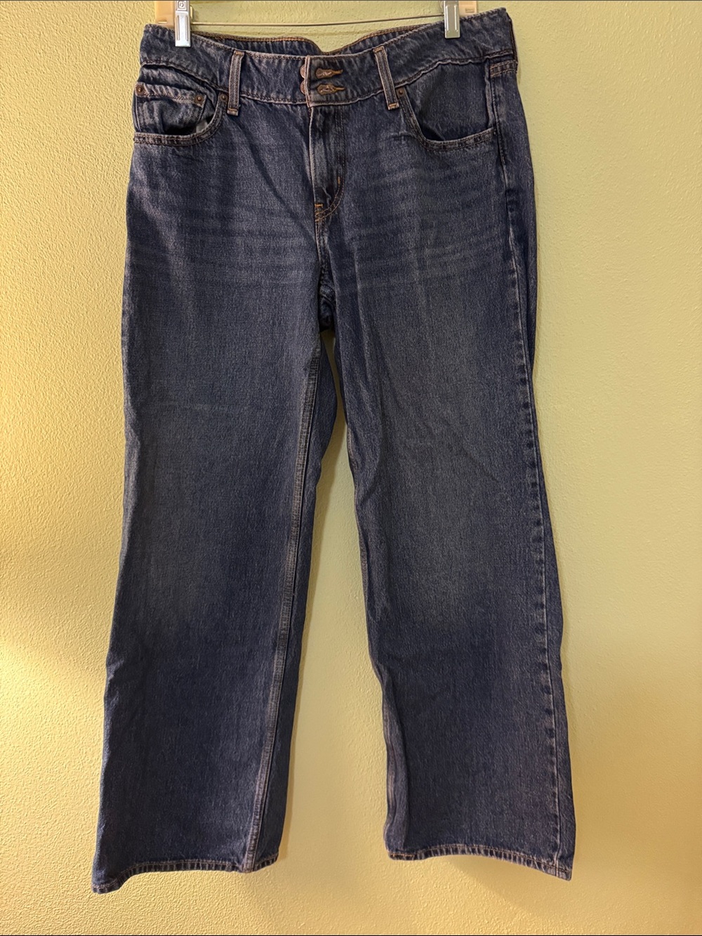 Women's Superlow Dark Blue Flare Jeans - Classic Wide Leg Denim